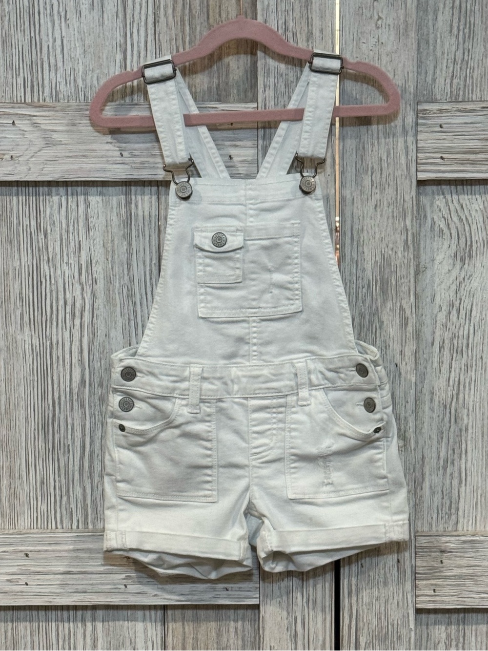 Justice Kids White Overall Shorts sz 8